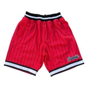 Ballislife Mens Basketball Shorts Striped‎ Red Athletic Gym Small